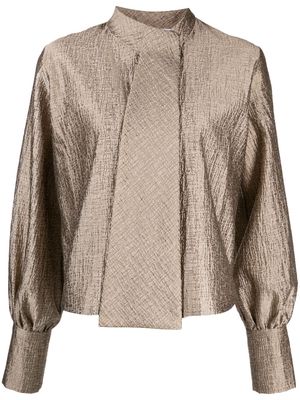 SHATHA ESSA textured long-sleeve blouse - Brown