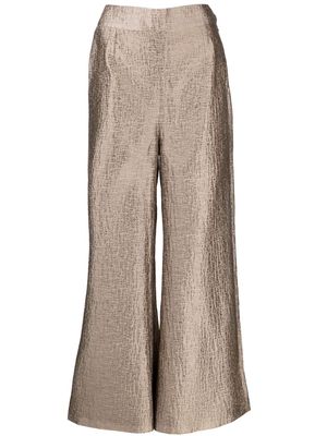 SHATHA ESSA textured wide-length trousers - Brown