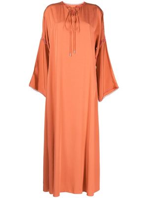SHATHA ESSA tie-fastening kaftan dress - Orange