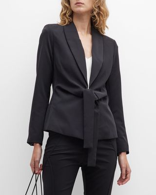 Shawl-Collar Tie-Front Jacket