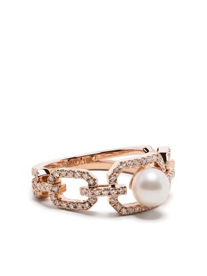 SHAY 18kt rose gold diamond and pearl ring