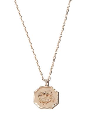 SHAY 18kt rose gold Zodiac Disc diamond and enamel necklace - Pink