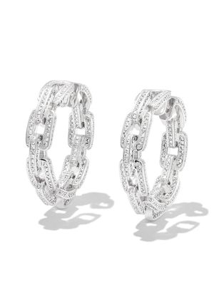 SHAY 18kt white gold Deco Link hoop earrings - Silver