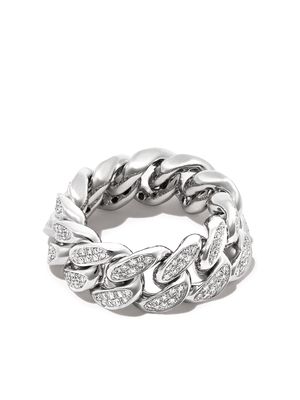 SHAY 18kt white gold diamond flat-link ring - Silver