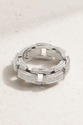 SHAY - Deco Link 18-karat White Gold Diamond Ring - 6