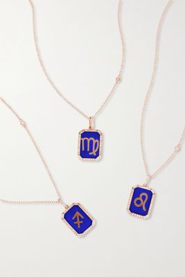 SHAY - Zodiac 18-karat Rose Gold, Enamel And Diamond Necklace - Virgo