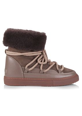 Shearling & Leather High-Top Sneakers