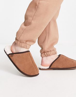 Sheepskin by Totes contrast mule in chestnut-Brown