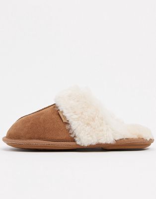 Sheepskin by Totes mule slippers in chestnut-Brown