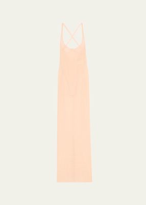 Sheer Column Dress with Corset Outline