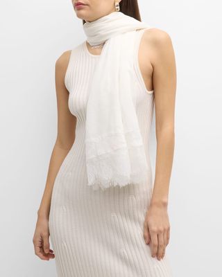Sheer Lace Cashmere & Silk Evening Wrap