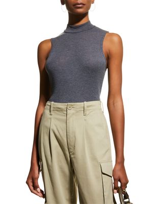 Sheer Mock-Neck Tank