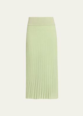 Sheer Pleated Midi Skirt