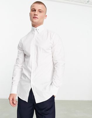 Shelby & Sons roslin smart shirt in white with collar bar detail