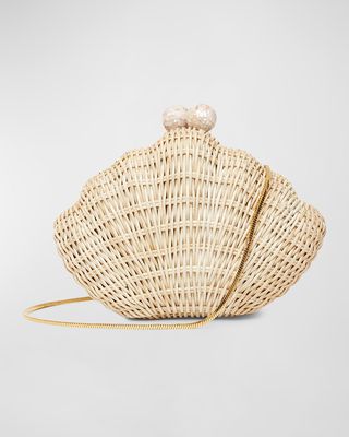 Shell Rattan Clutch Bag