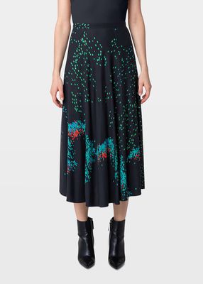 Shelly Butterfly Wing-Print Midi Skirt