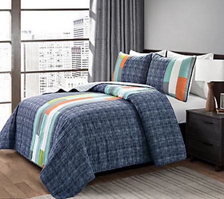 Shelly Stripe Twin Quilt Set by Lush Decor