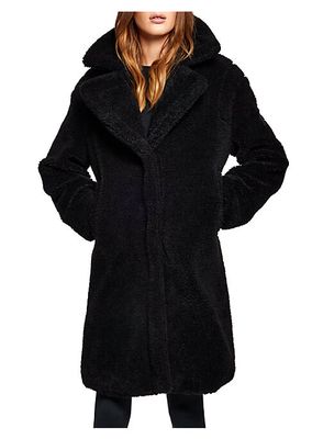 Sherpa Leather-Trimmed Coat