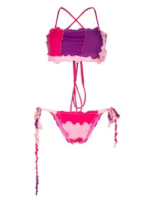 sherris criss-cross ruffled bikini - Pink