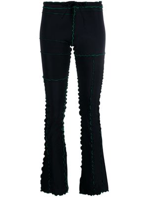 sherris patchwork flared trousers - Black