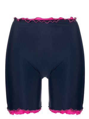 sherris ruffled-trim seamless swim shorts - Blue