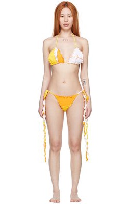 Sherris Yellow & White Nylon Bikini