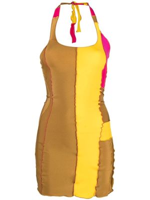 sherris Yellow Patchwork Design Dress - Pink