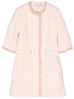 SHIATZY CHEN beaded-trim tweed coat - Pink