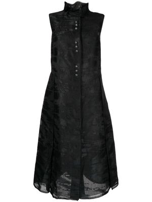 SHIATZY CHEN brushed-print detail midi dress - Black
