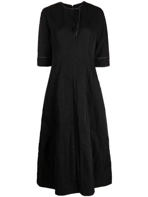 SHIATZY CHEN floral-button half-sleeve midi dress - Black