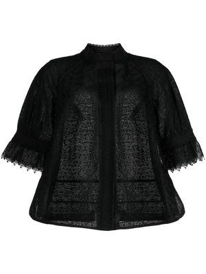 SHIATZY CHEN lace half-length sleeve jacket - Black