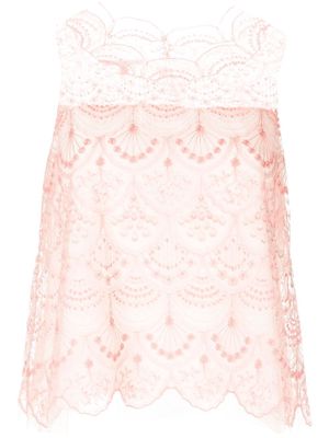 SHIATZY CHEN lace-overlay sleeveless blouse - Pink