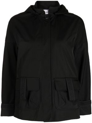 SHIATZY CHEN logo-tape hooded bomber jacket - Black