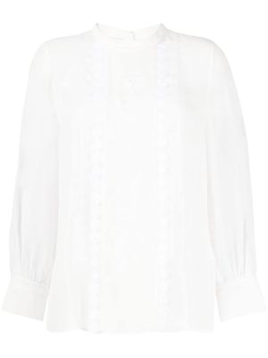 SHIATZY CHEN mulberry silk lace-appliqué shirt - White