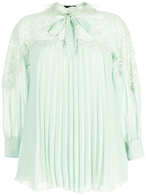 SHIATZY CHEN pleated lace-collared blouse - Green