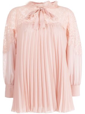 SHIATZY CHEN pleated lace-collared blouse - Pink