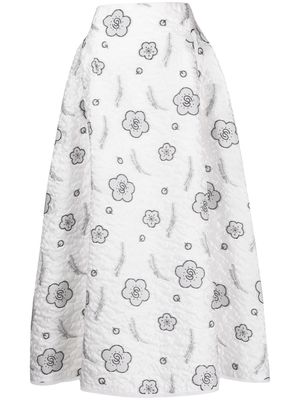 SHIATZY CHEN quilted A-line jacquard skirt - White