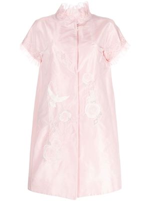 SHIATZY CHEN silk embroidered ruffle-trim coat - Pink
