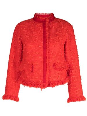 SHIATZY CHEN tweed frayed-trim jacket - Red