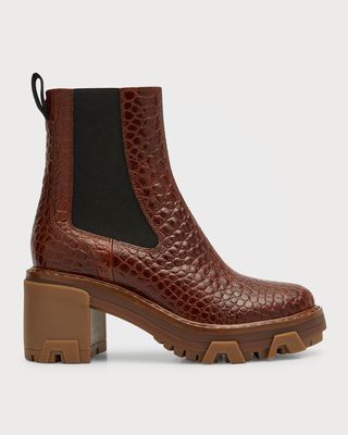 Shiloh Croc-Embossed Chelsea Boots