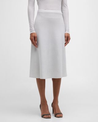 Shimmer Cashmere-Blend A-Line Midi Skirt