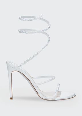 Shimmery Crystal Satin Snake Sandals