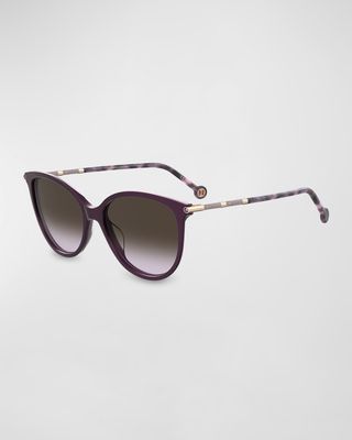Shimmery Embellished Acetate & Metal Cat-Eye Sunglasses