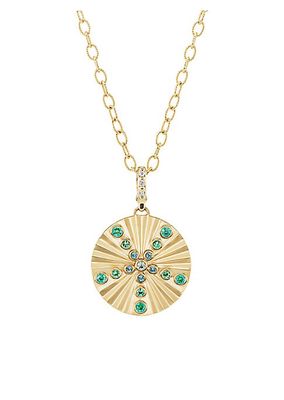 Shine 18K Yellow Gold, Emerald & Multi-Gemstone Medallion Pendant