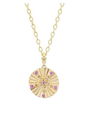 Shine 18K Yellow Gold, Sapphire & 0.02 TCW Diamond Medallion Pendant Necklace