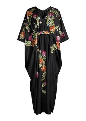 Shinjo Embroidered Satin Maxi Dress