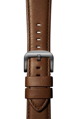 Shinola Aniline Leather 21mm Apple Watch Watchband in Brown/Chrome Plating