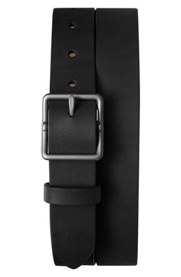 Shinola Center Bar Buckle Leather Belt in Black