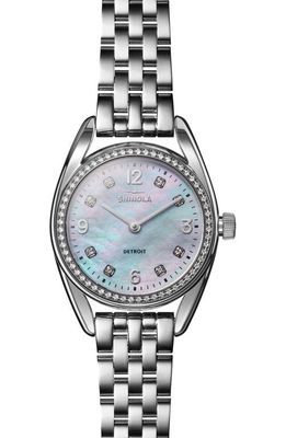 Shinola Derby Diamond & Mother-of-Pearl Bracelet Watch, 30.5mm in Silver 