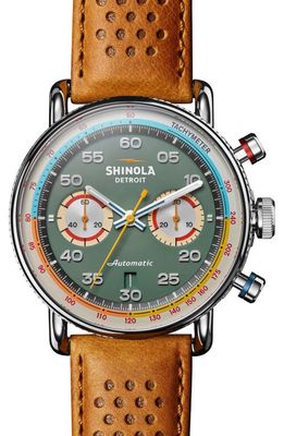 Shinola Lap 6 Canfield Speedway Chronograph Leather Strap Watch